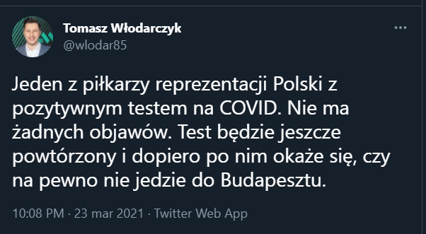 Pozytywny wynik testu na koronawirusa w reprezentacji Polski!
